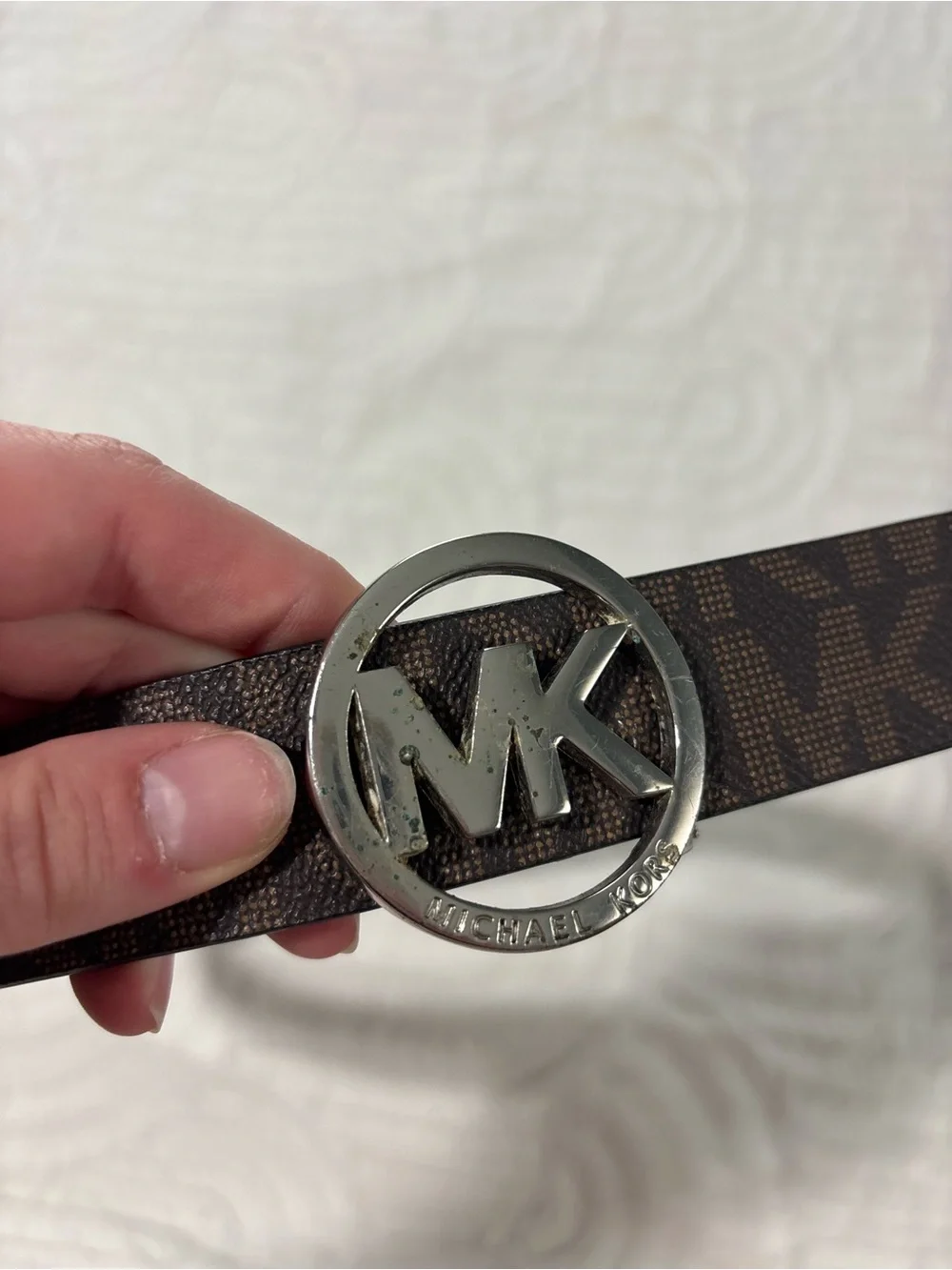 Michael Kors Black and Brown MK Signature Reversible Belt